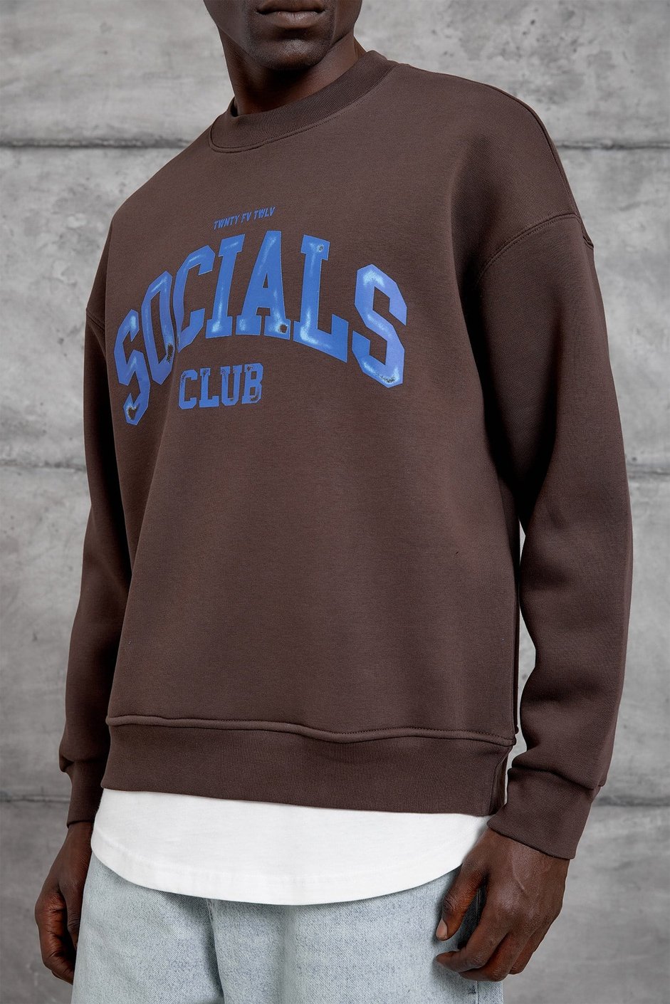 Kahverengi SOCIALS BASKI OVERSIZE SWEATSHIRT