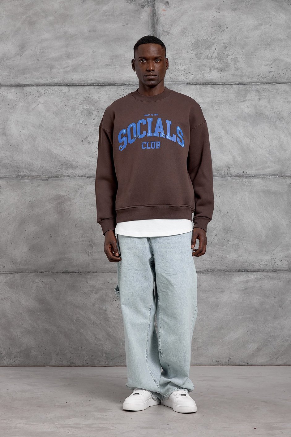 Kahverengi SOCIALS BASKI OVERSIZE SWEATSHIRT