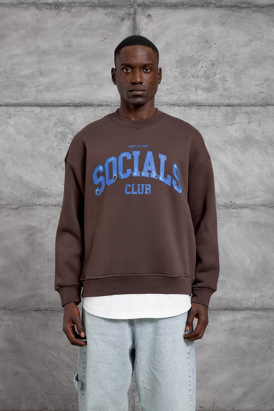 Kahverengi SOCIALS BASKI OVERSIZE SWEATSHIRT