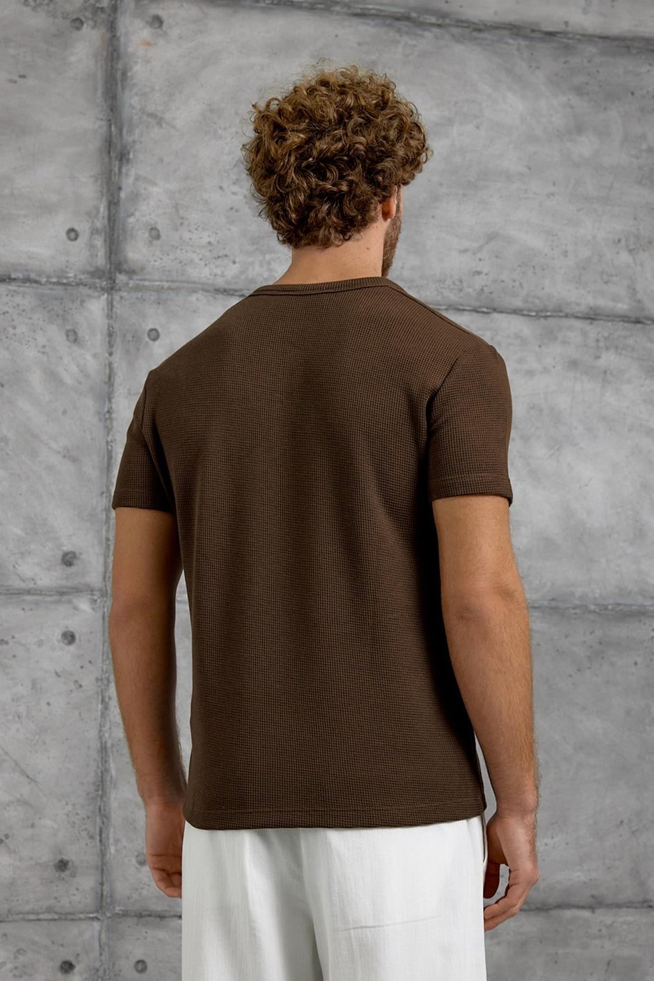 Kahverengi WAFFLE KUMAŞ TSHIRT