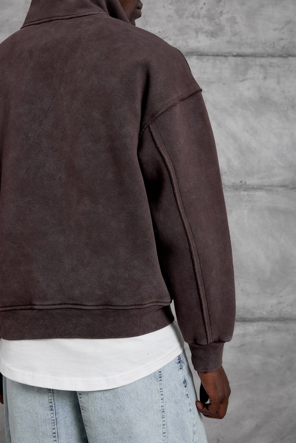 Kahverengi YARIM FERMUARLI ŞARDONLU SWEATSHIRT