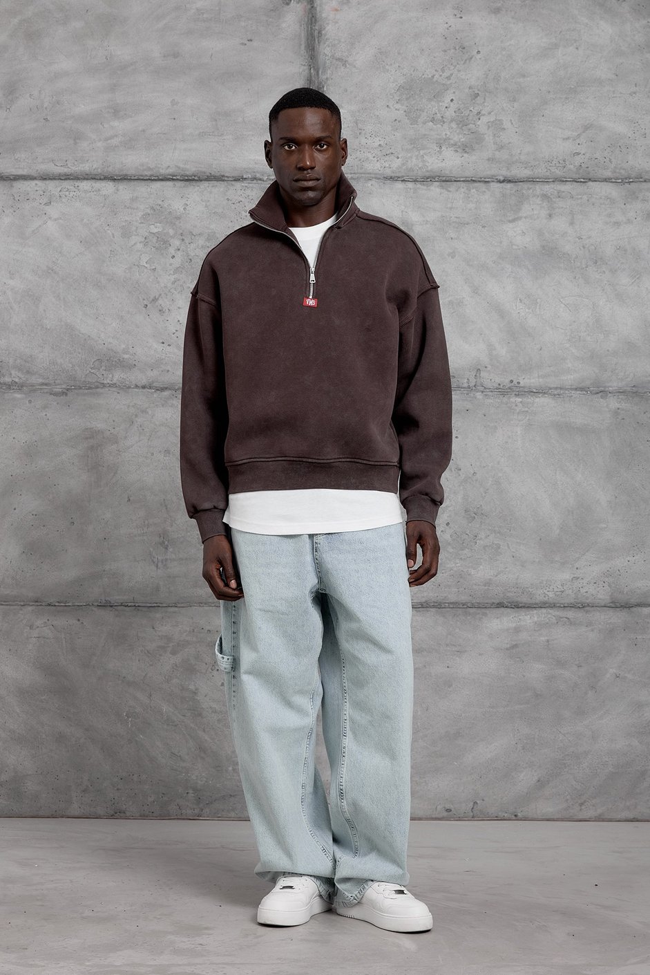 Kahverengi YARIM FERMUARLI ŞARDONLU SWEATSHIRT