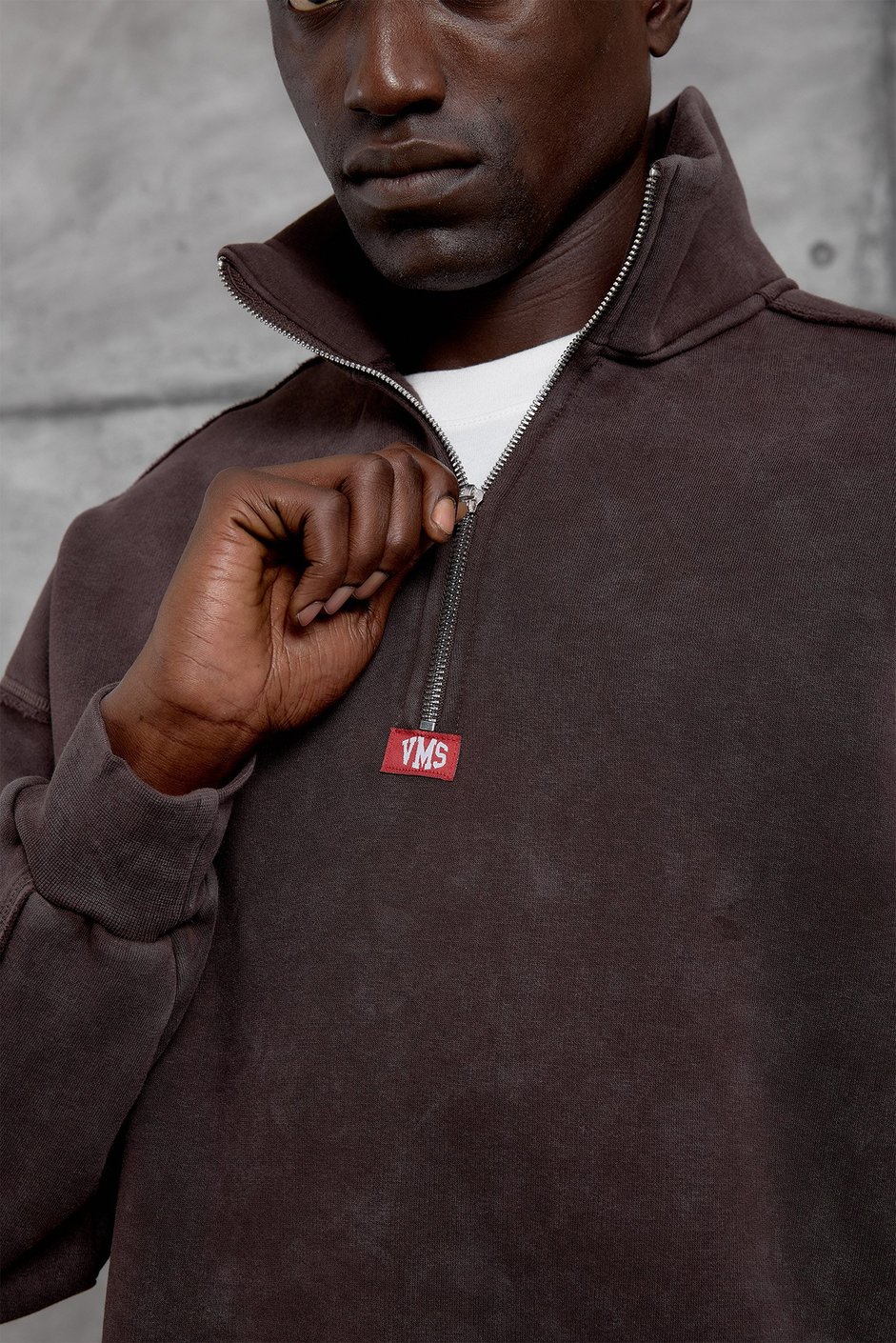 Kahverengi YARIM FERMUARLI ŞARDONLU SWEATSHIRT