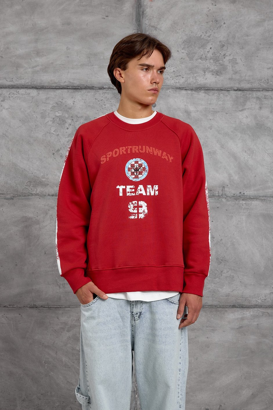 Kırmızı FIRÇA BOYALI SWEATSHIRT