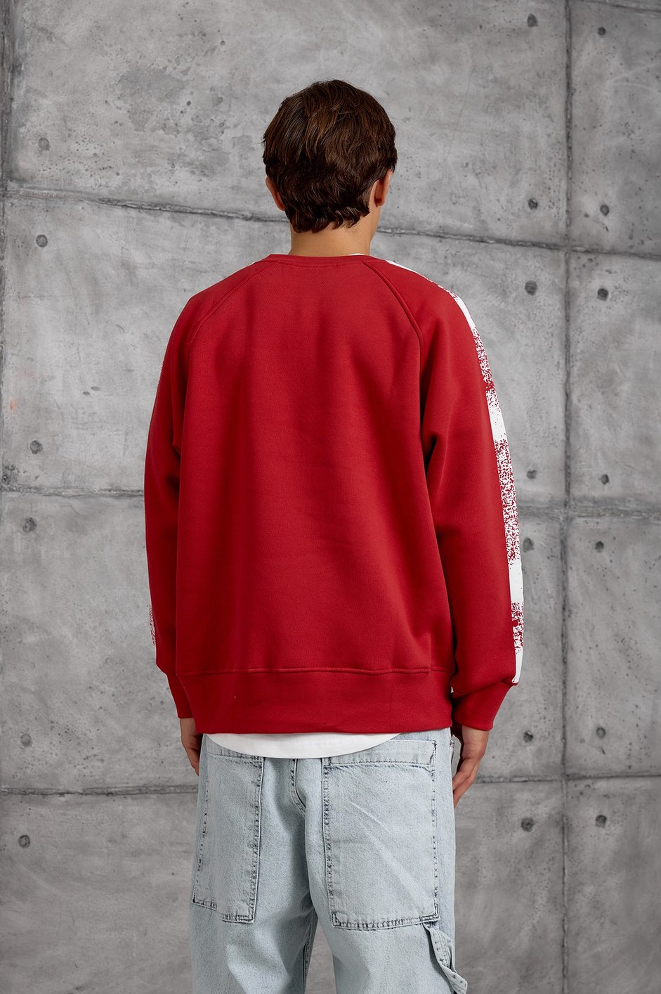 Kırmızı FIRÇA BOYALI SWEATSHIRT