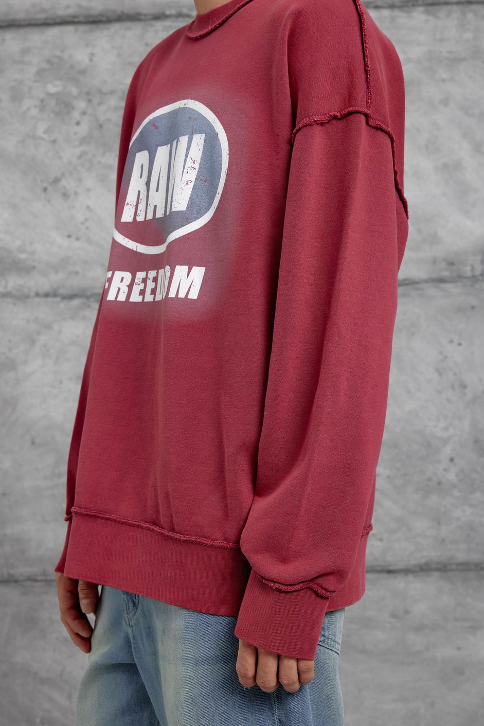 Kırmızı RAW BASKILI OVERSİZE SWEATSHIRT