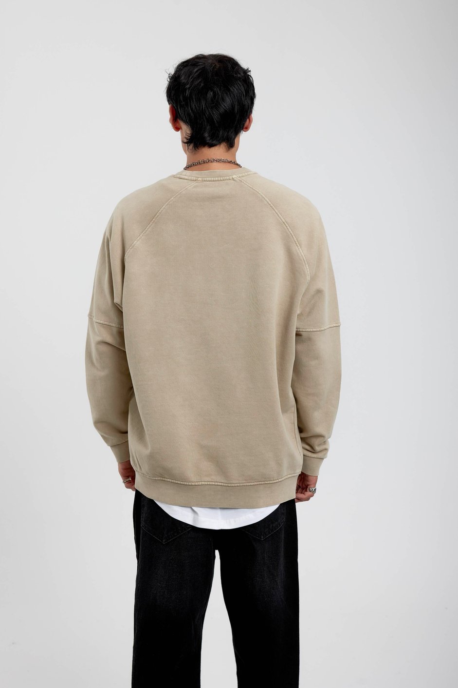 Krem Kartal Baskılı Sweatshirt
