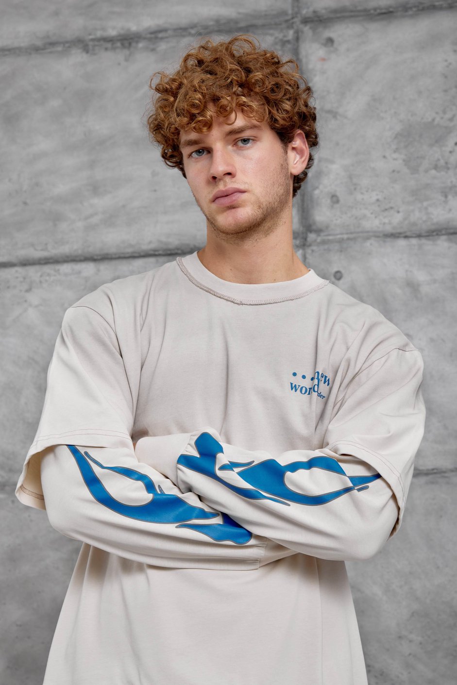 Krem KOLU ALEV BASKILI OVERSİZE SWEATSHIRT