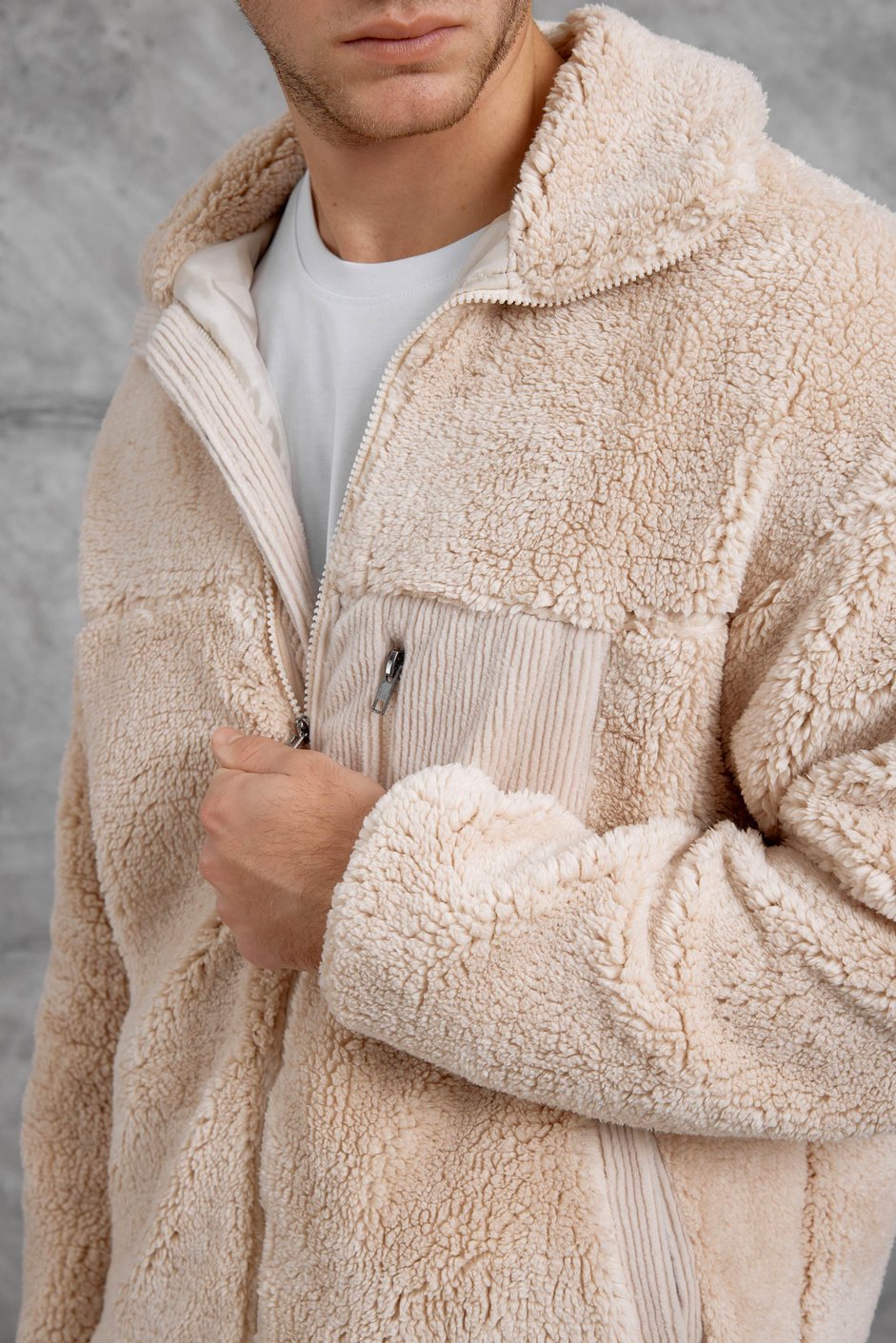 Krem LNS CEP DETAYLI PELUŞ CEKET