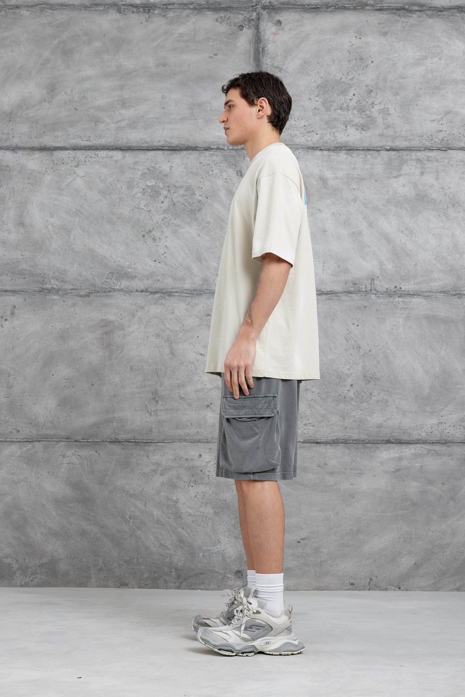 Krem M11 Yazılı Oversize Tshirt