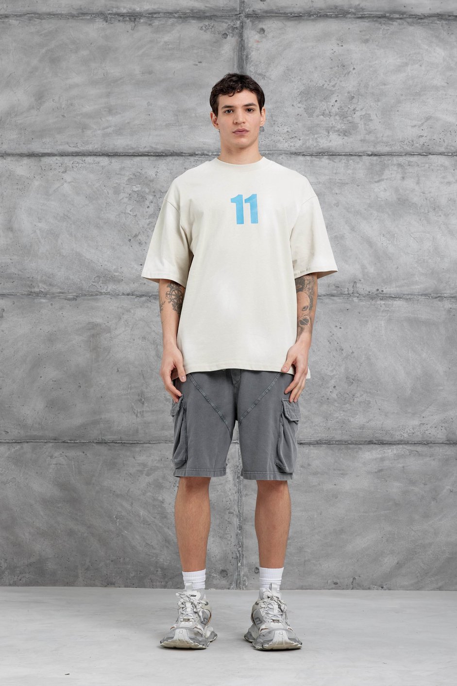 Krem M11 Yazılı Oversize Tshirt