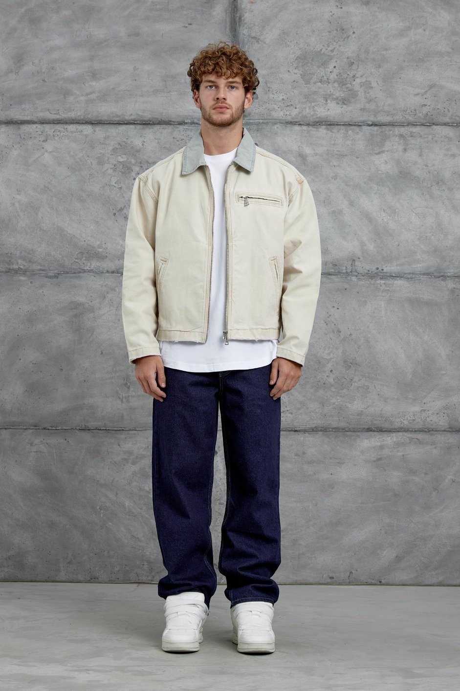 Krem Mmx Cep Detaylı Denim Ceket