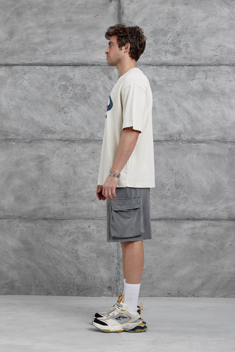 Krem Murth Baskılı Oversize Tshirt