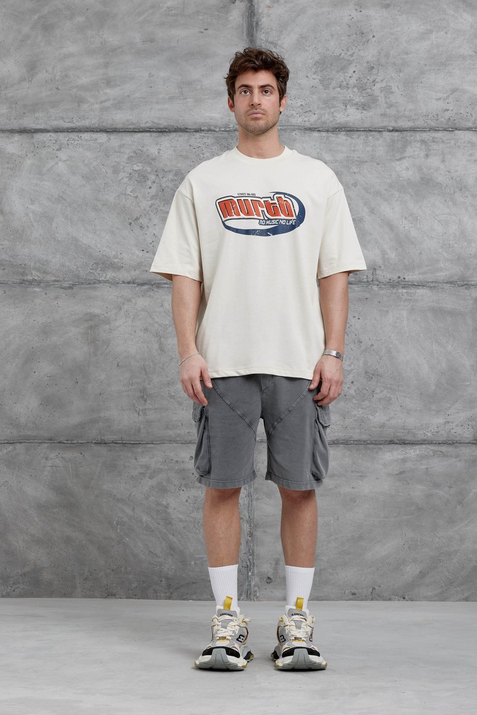 Krem Murth Baskılı Oversize Tshirt