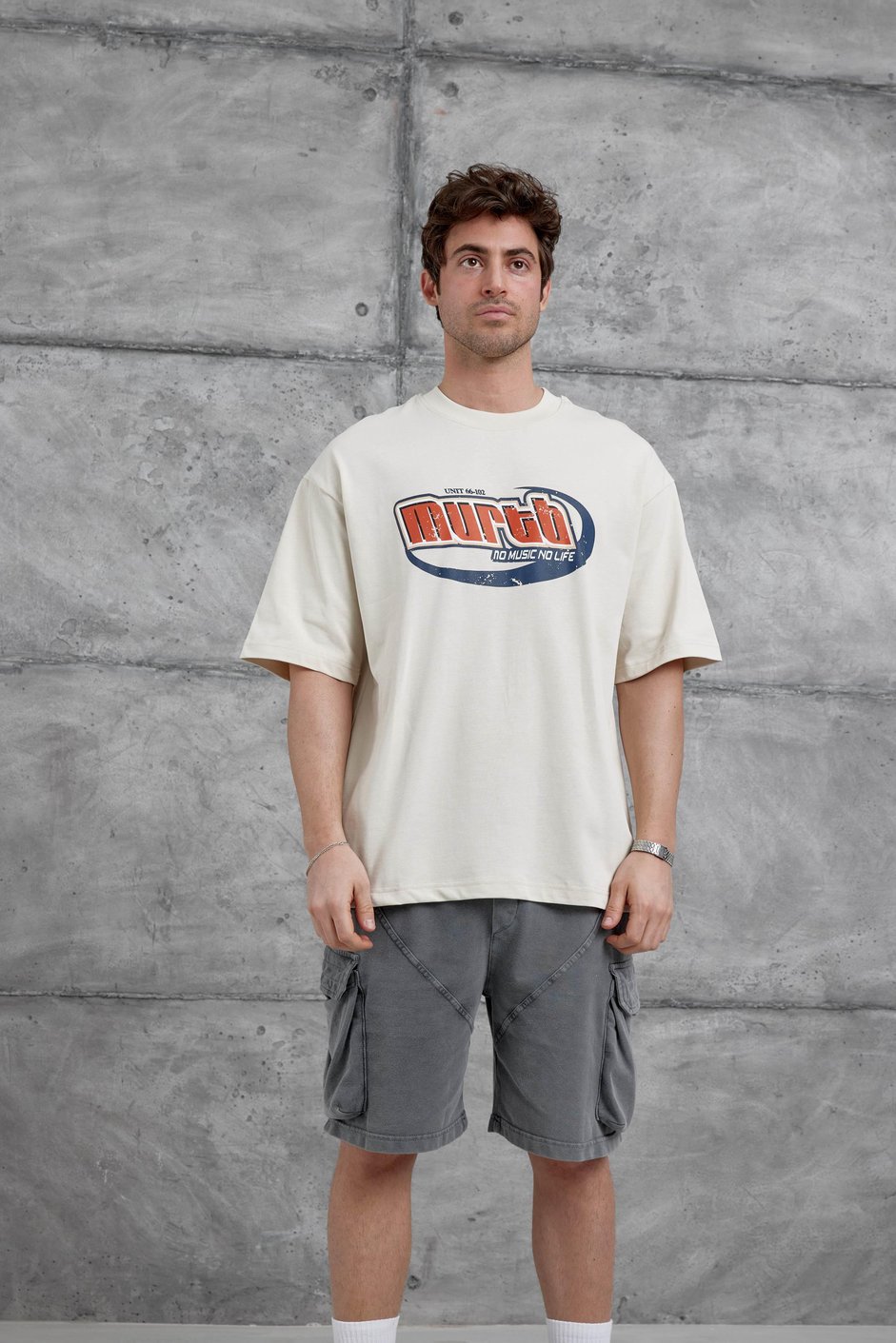 Krem Murth Baskılı Oversize Tshirt