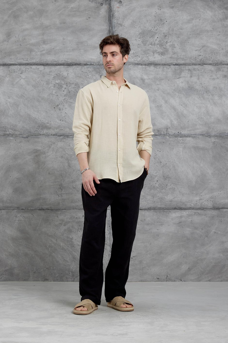Krem Nmrc Müslin Oversize Gömlek