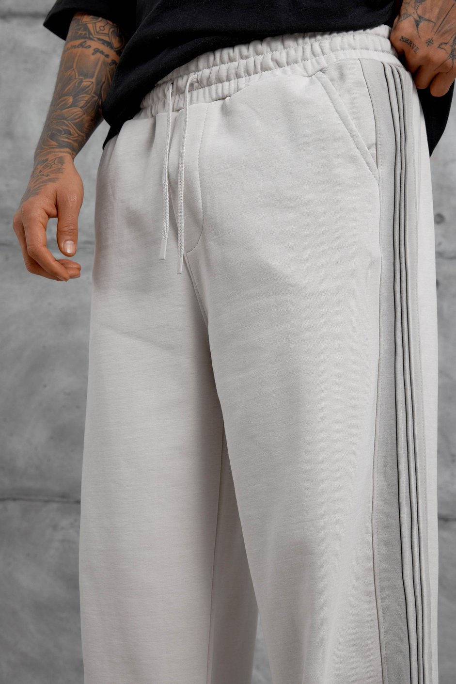 Krem PÜSKÜRTMELİ ŞERİTLİ BAGGY EŞOFMAN ALTI