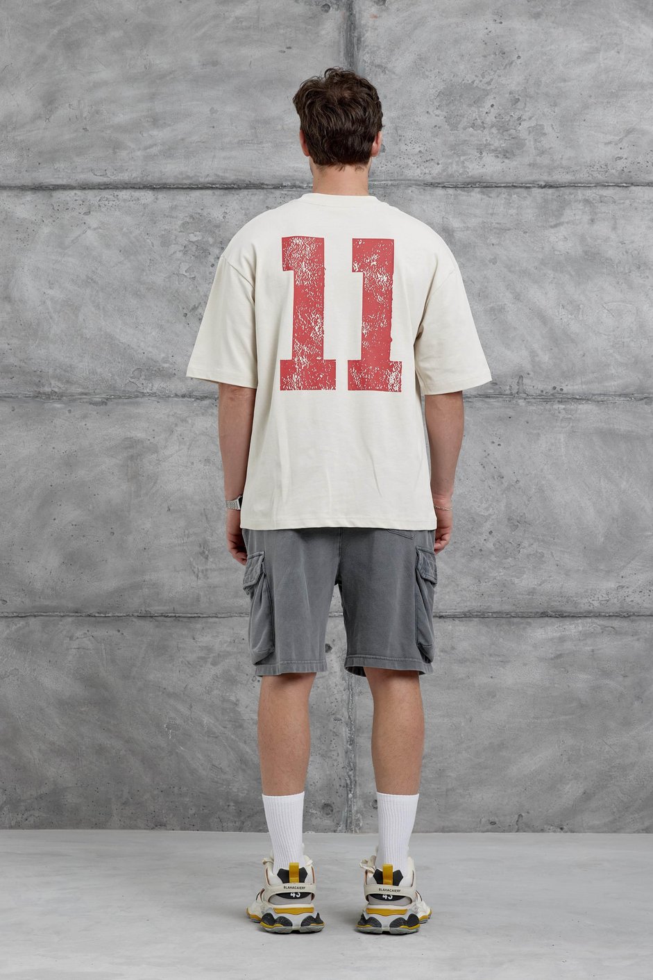 Krem Remendy Crew Yazılı Oversize Tshirt