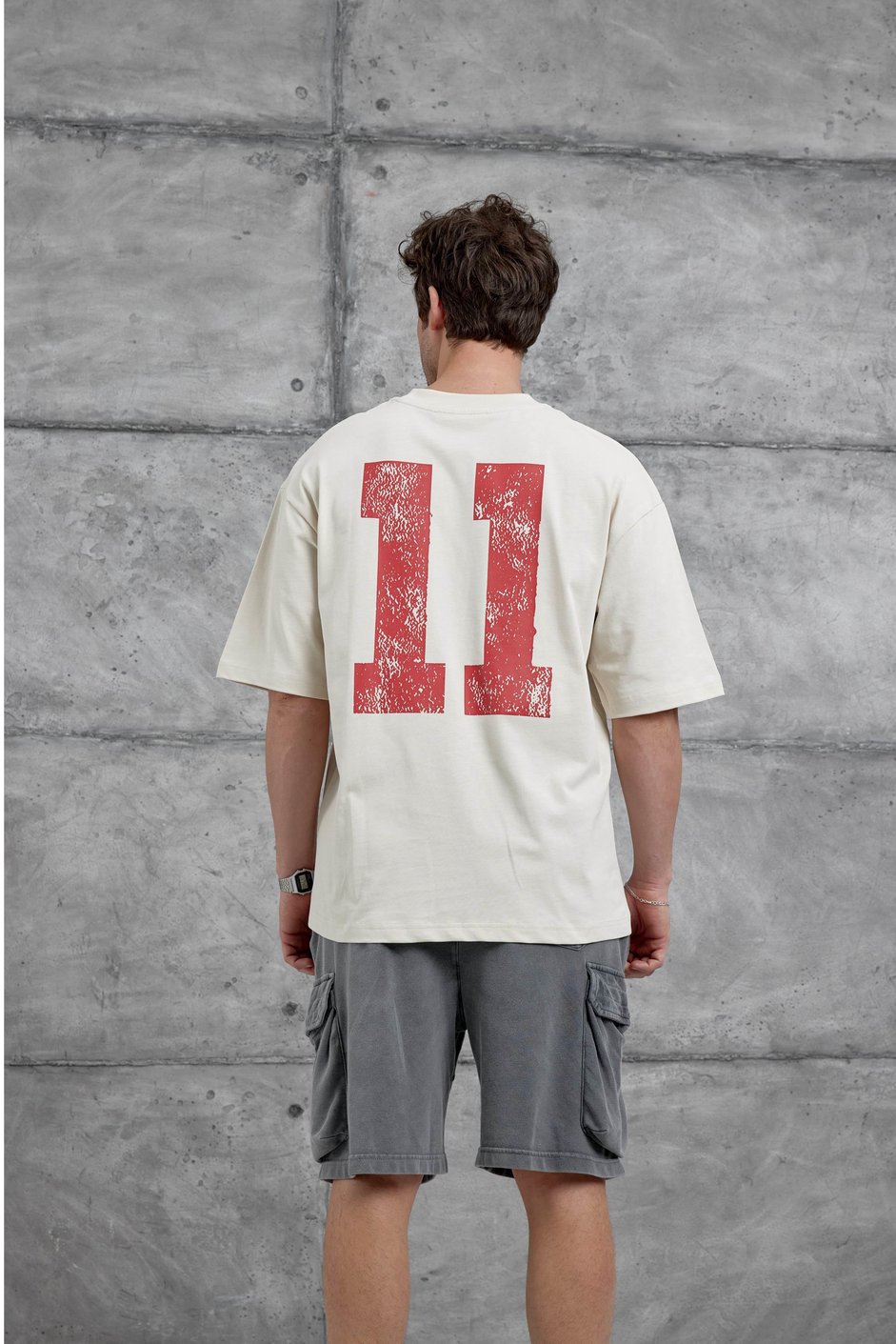 Krem Remendy Crew Yazılı Oversize Tshirt