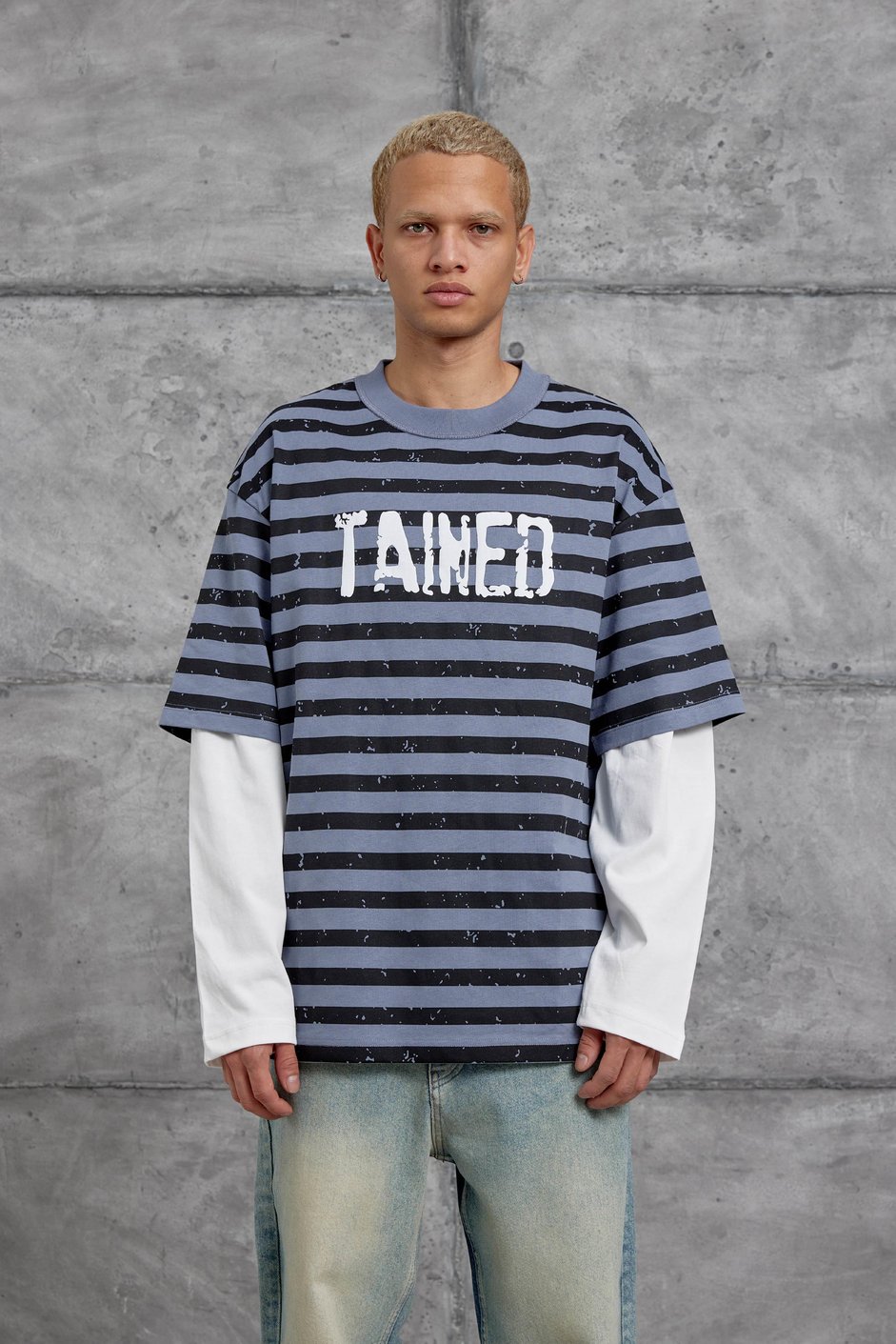 Krem TAINED BASKILI KOLU PARCALI OVERSİZE SWEATSHIRT