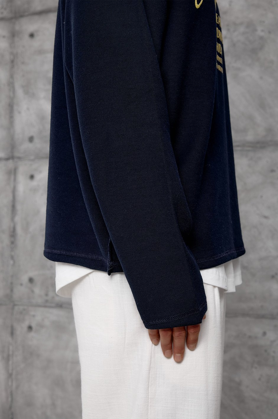 Lacivert BASKILI DOKUMA KUMAŞ SWEATSHIRT