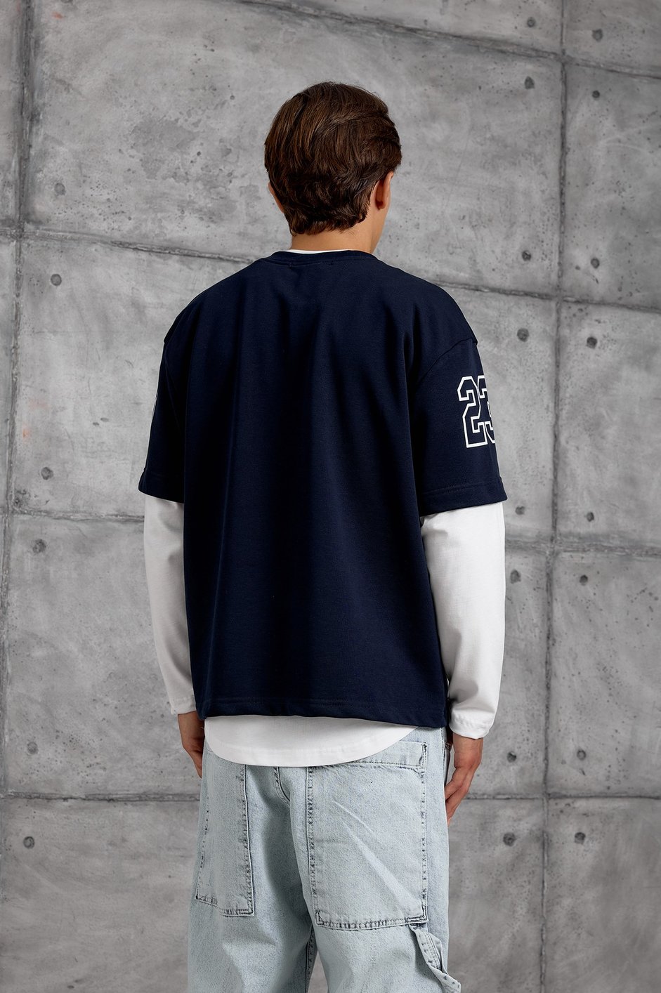 Lacivert DOTSTUD 7 BASKILI OVERSIZE SWEATSHIRT
