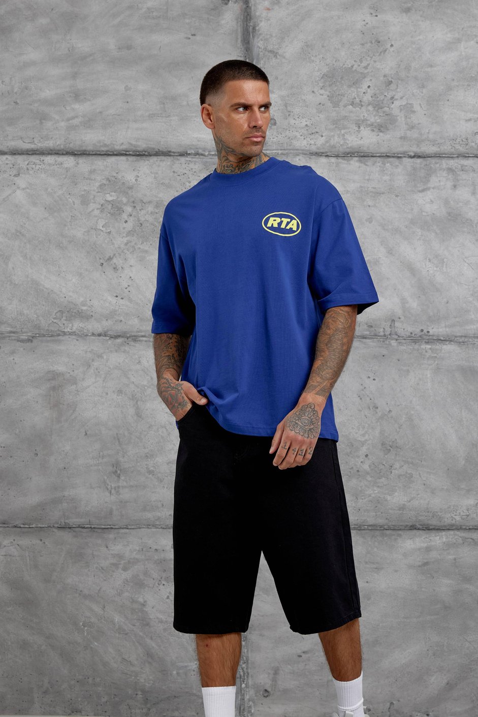 Lacivert First Your Mind Yazılı Oversize Tshirt