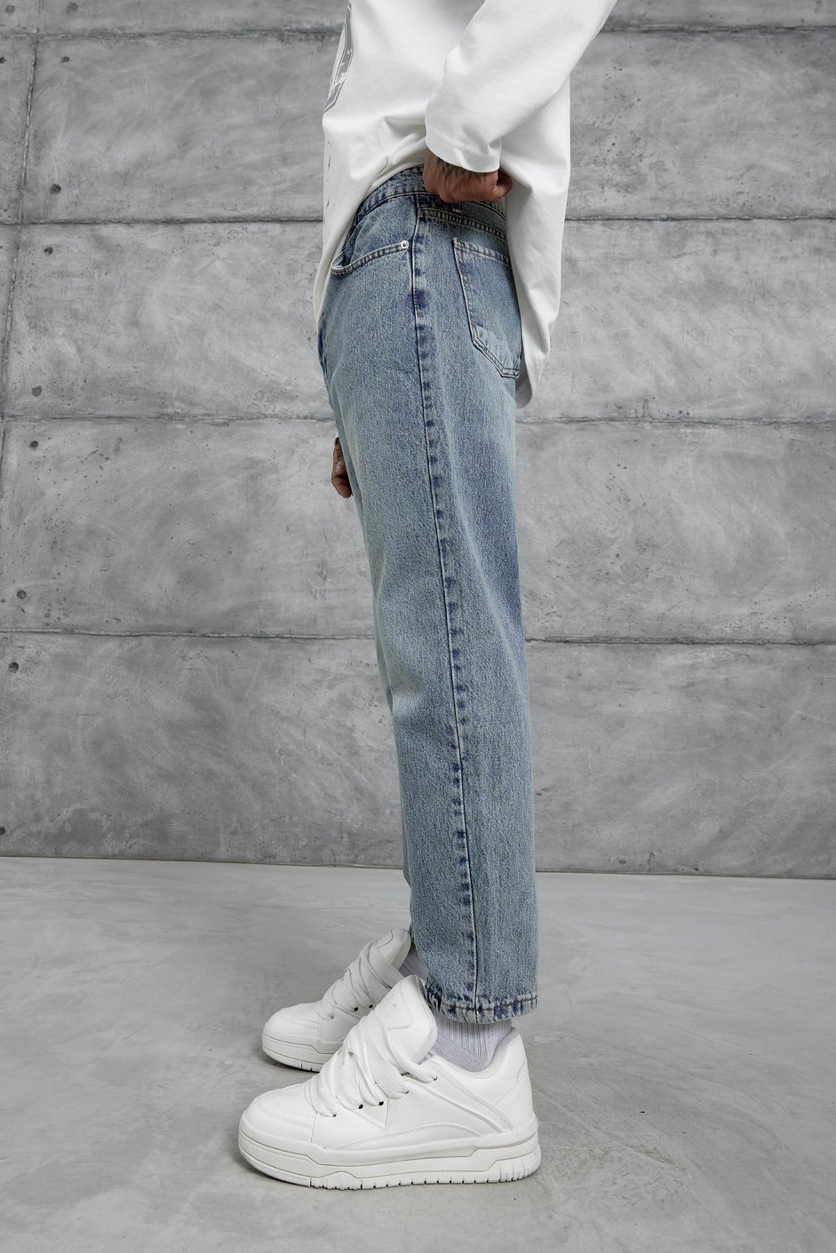 Lacivert Mb Boyfriend Kalıp Taşlamalı Jean