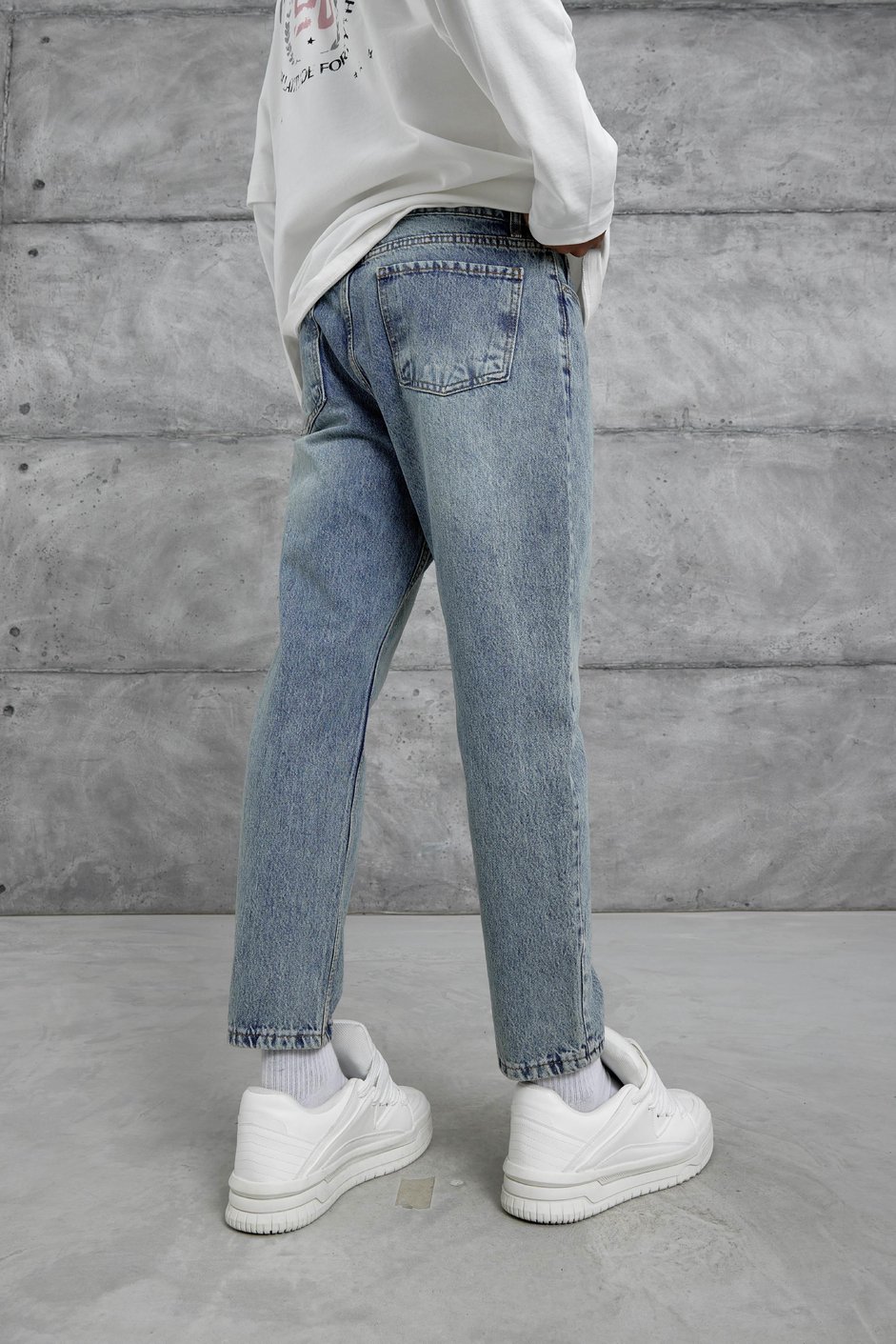 Lacivert Mb Boyfriend Kalıp Taşlamalı Jean
