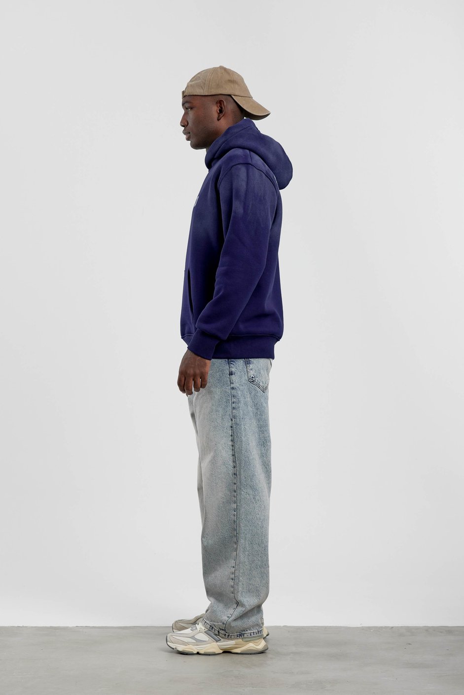 Lacivert NM-6090 Baskılı Kapüşonlu Sweatshirt