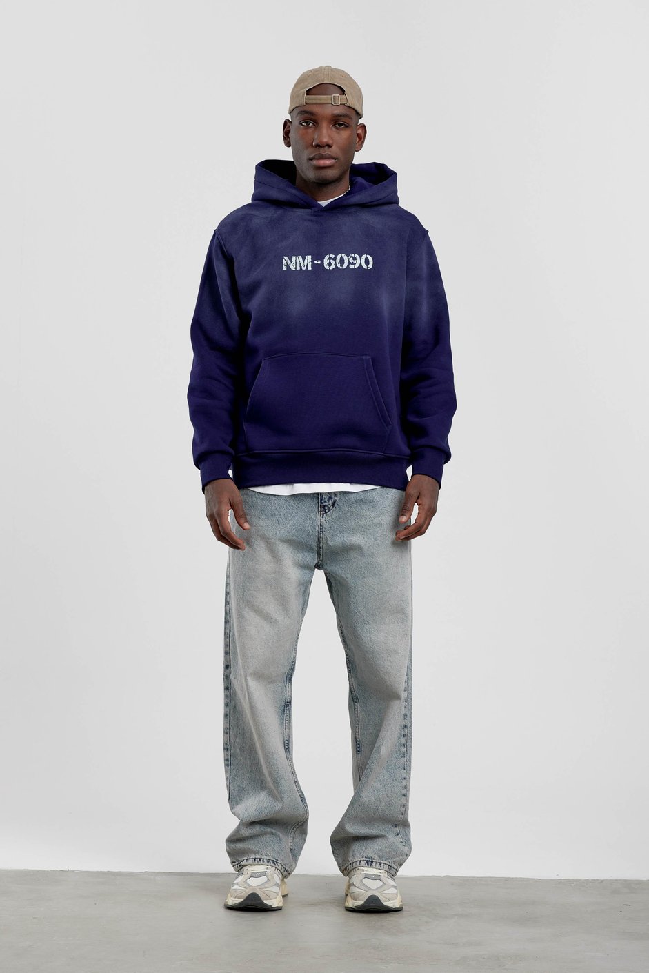 Lacivert NM-6090 Baskılı Kapüşonlu Sweatshirt