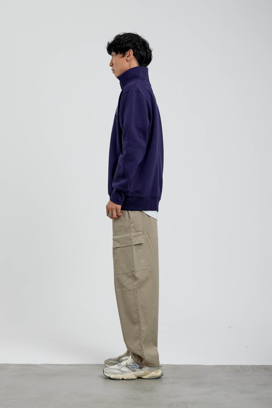 Lacivert Proust Yazılı Yarım Fermuarlı Sweatshirt
