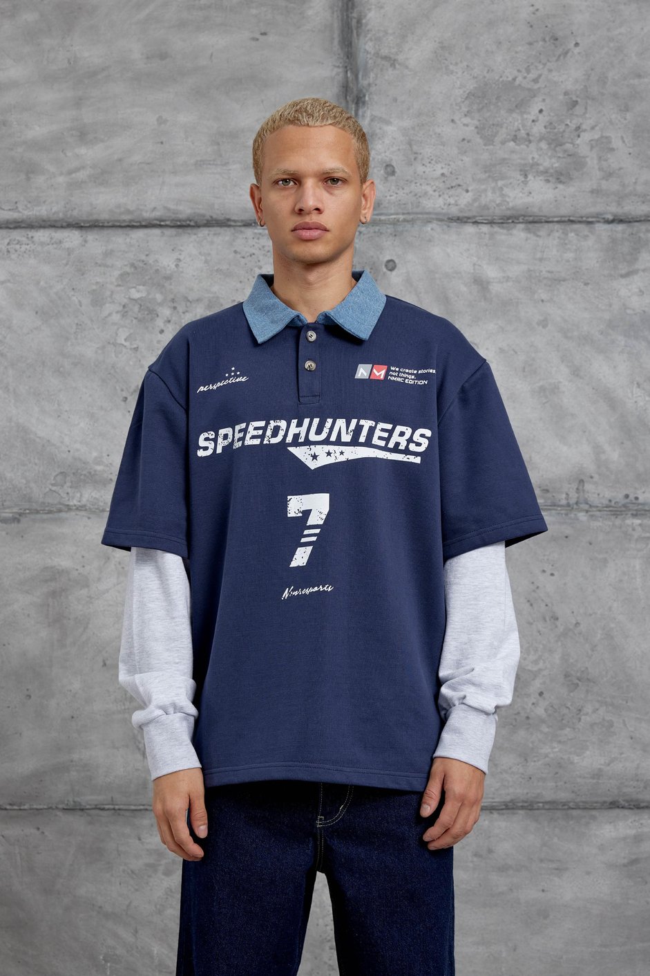 Lacivert SPEEDHUNTERS BASKILI OVERSİZE SWEATSHİRT