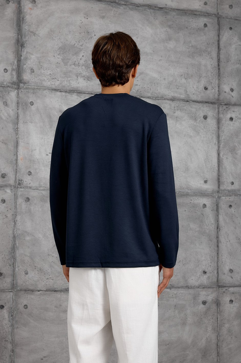 Lacivert UZUN KOLLU OYSHO KUMAŞ SWEATSHIRT