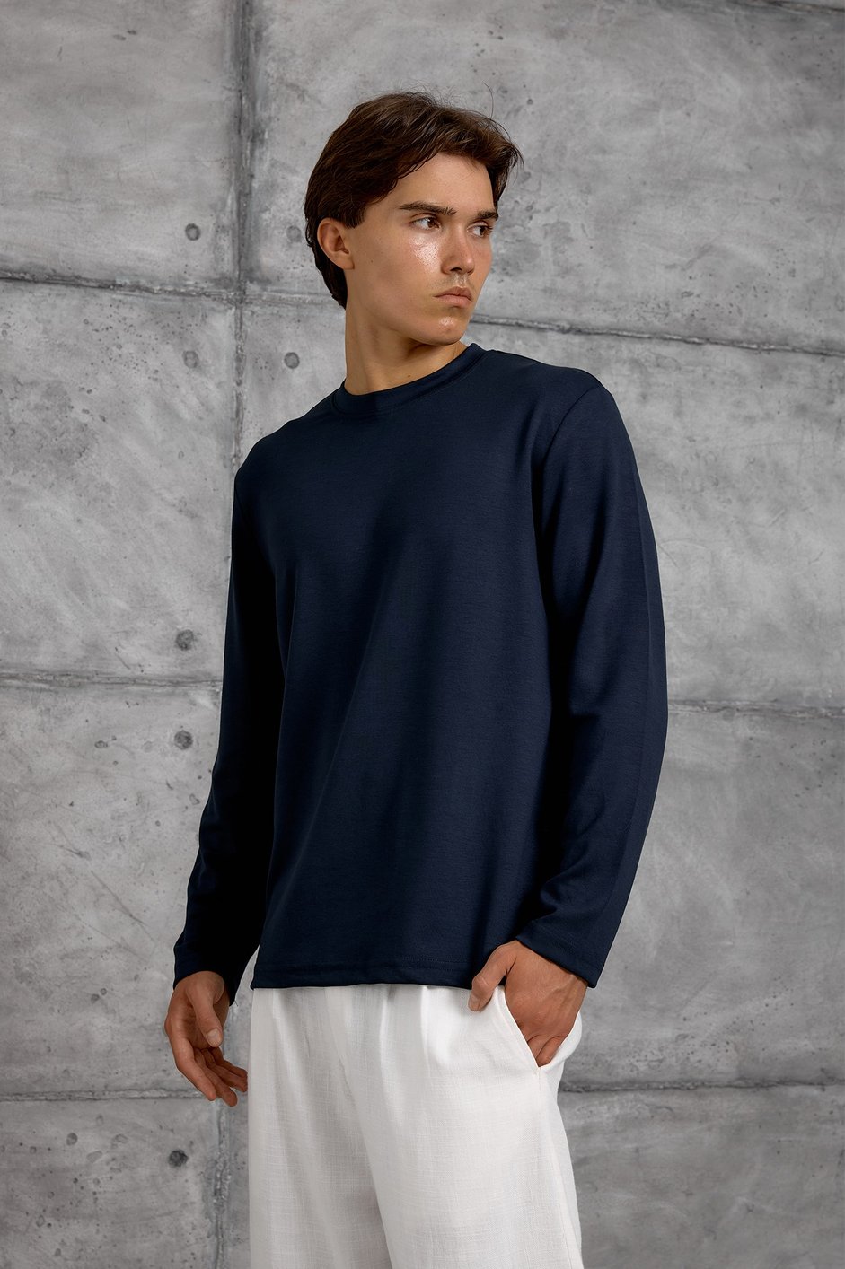 Lacivert UZUN KOLLU OYSHO KUMAŞ SWEATSHIRT