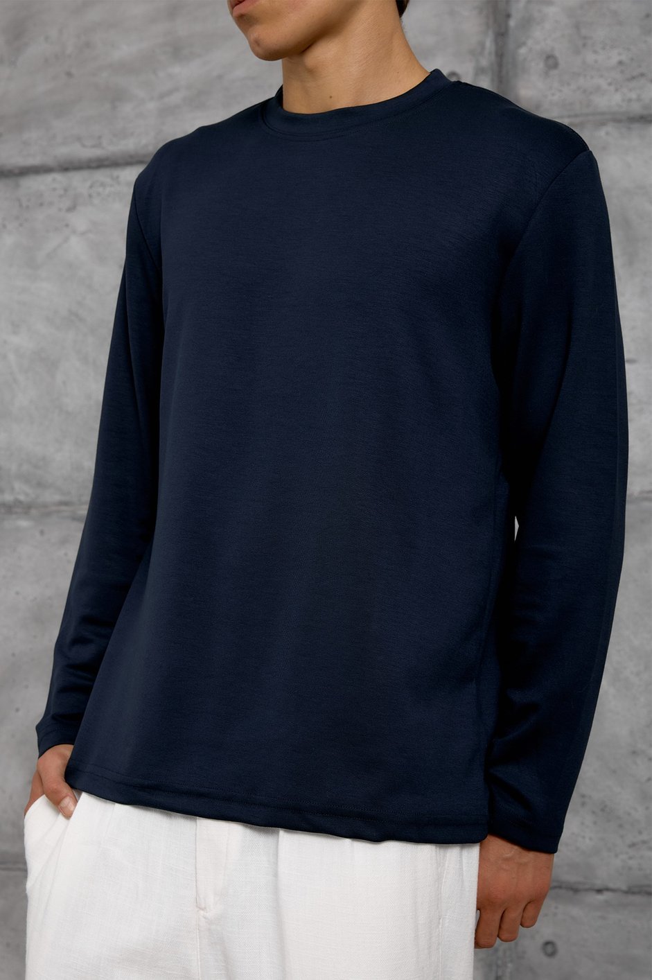 Lacivert UZUN KOLLU OYSHO KUMAŞ SWEATSHIRT