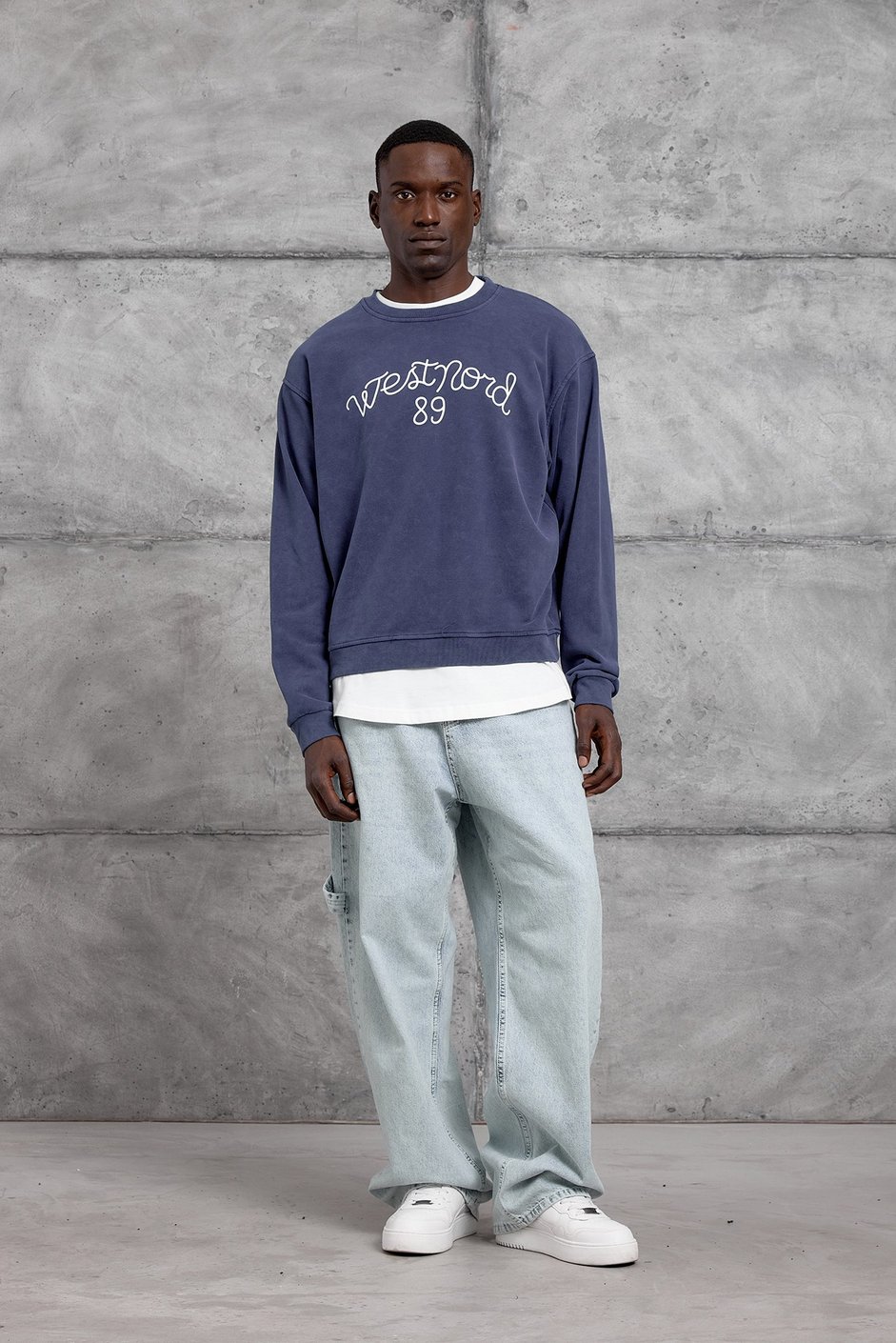 Lacivert YAZI BASKI OVERSIZE SWEATSHIRT