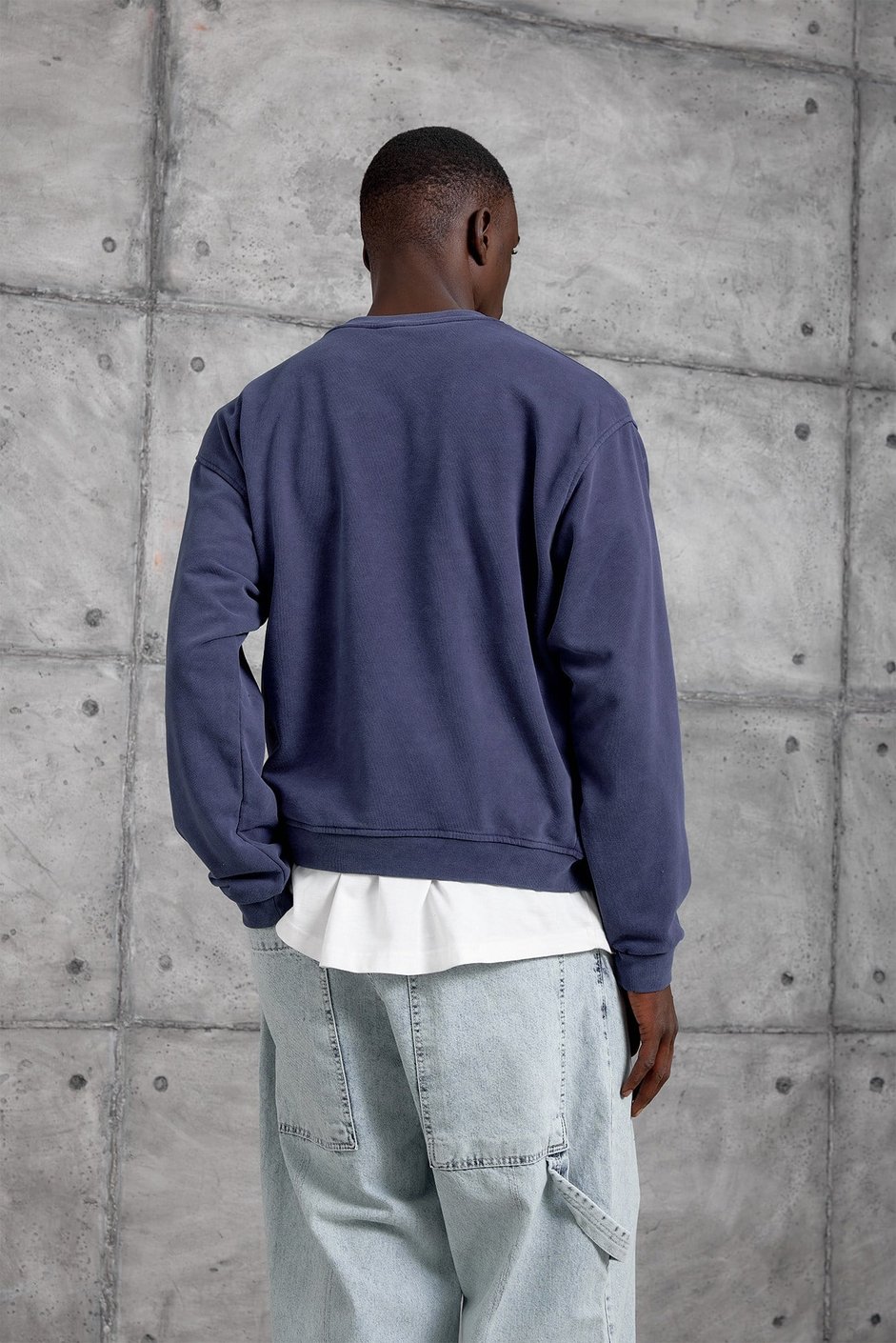 Lacivert YAZI BASKI OVERSIZE SWEATSHIRT