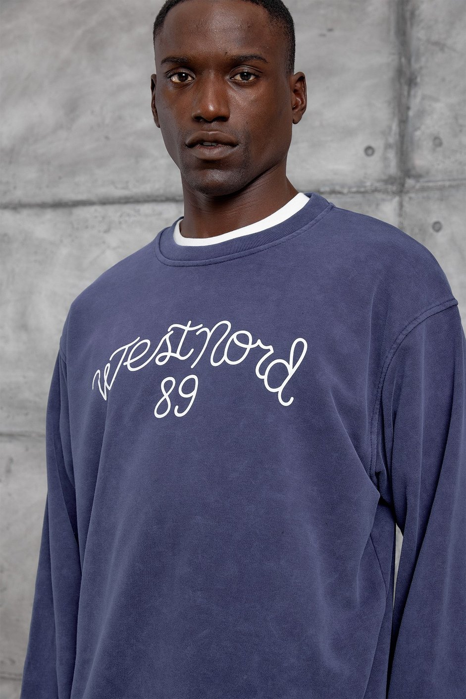 Lacivert YAZI BASKI OVERSIZE SWEATSHIRT