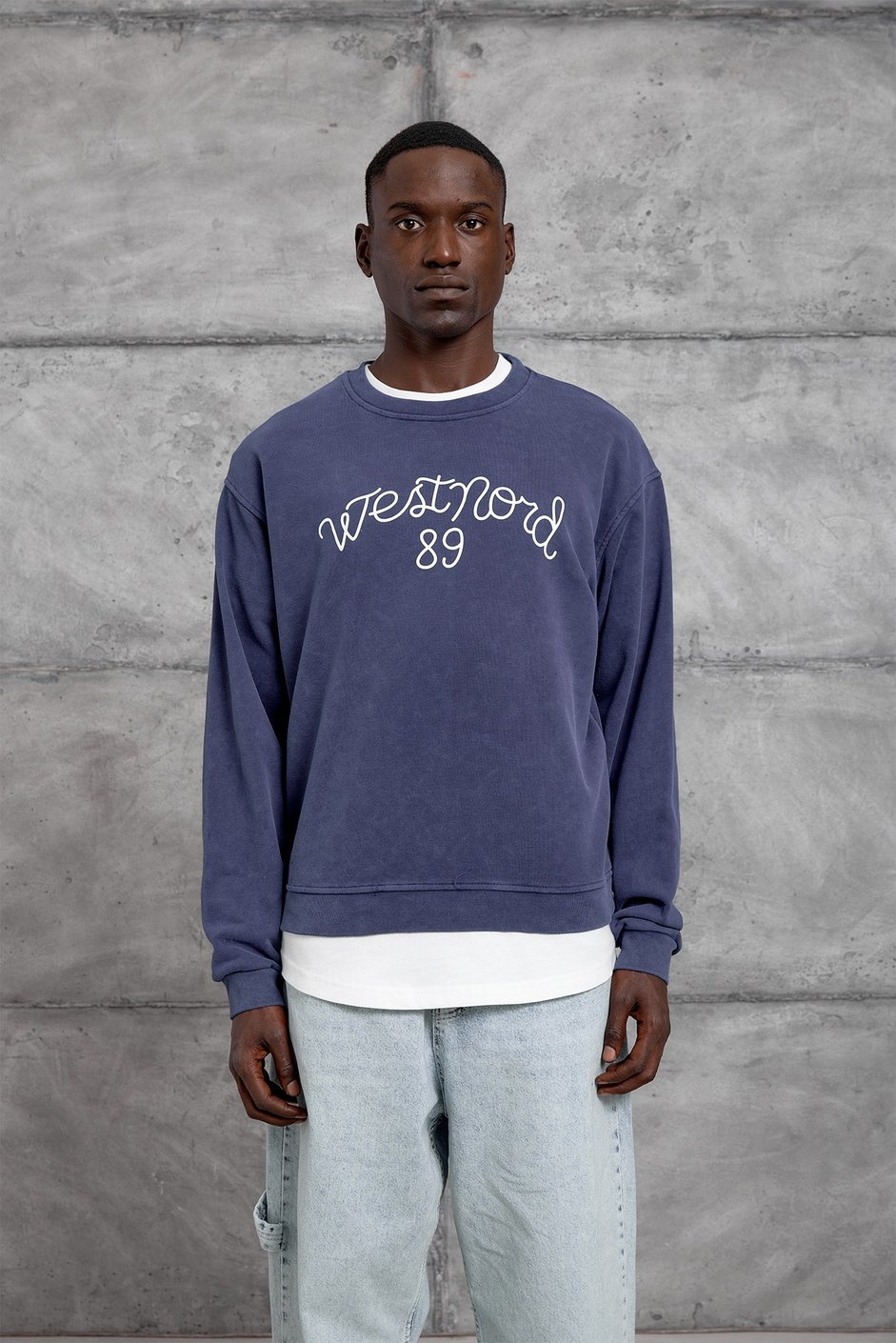 Lacivert YAZI BASKI OVERSIZE SWEATSHIRT