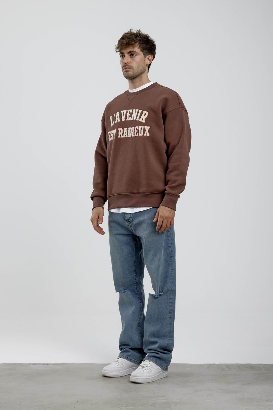 Lavenir Yazılı Kahverengi Sweatshirt