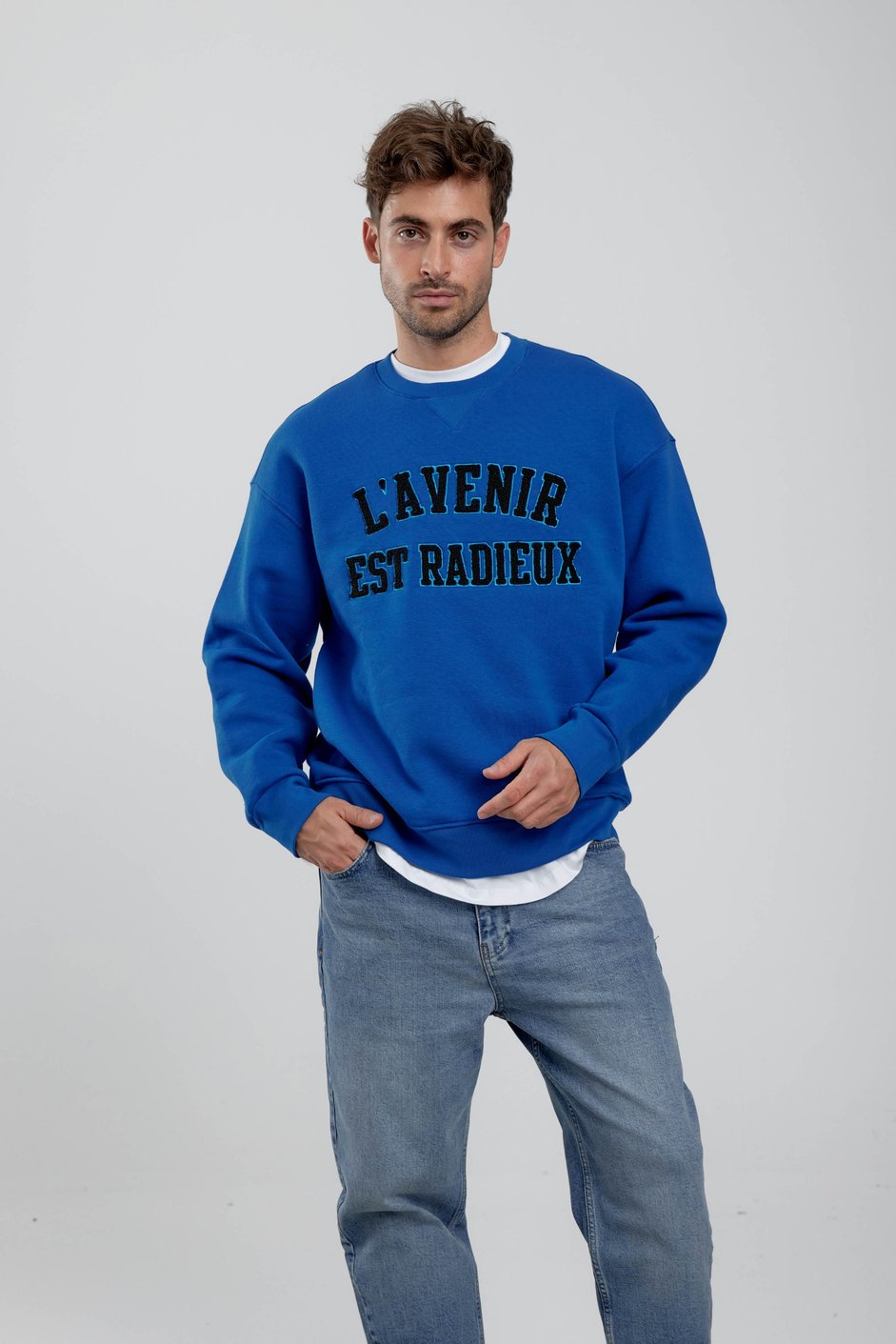 Lavenir Yazılı Mavi Sweatshirt