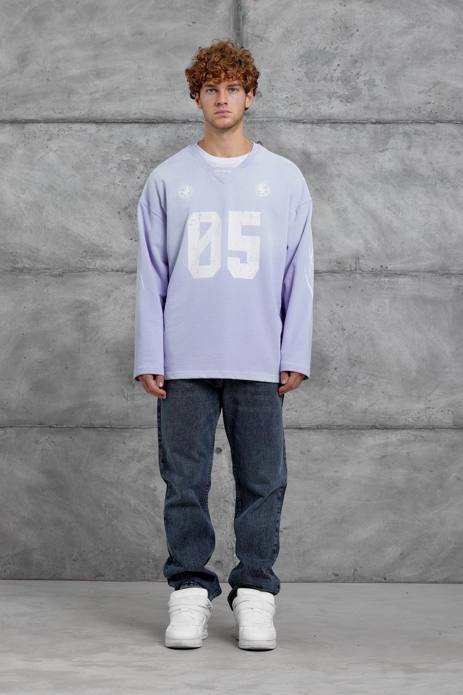 Lila Nmrc Rakam Baskılı Oversize Sweatshirt