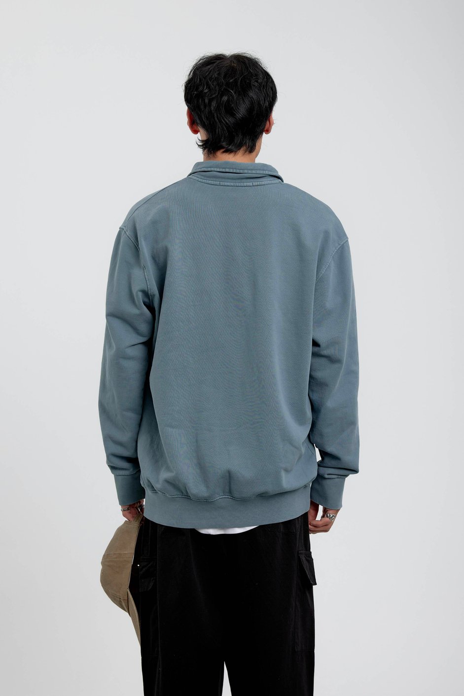 Mavi Cebi Brand Yazılı Yakası Fermuarlı Sweatshirt