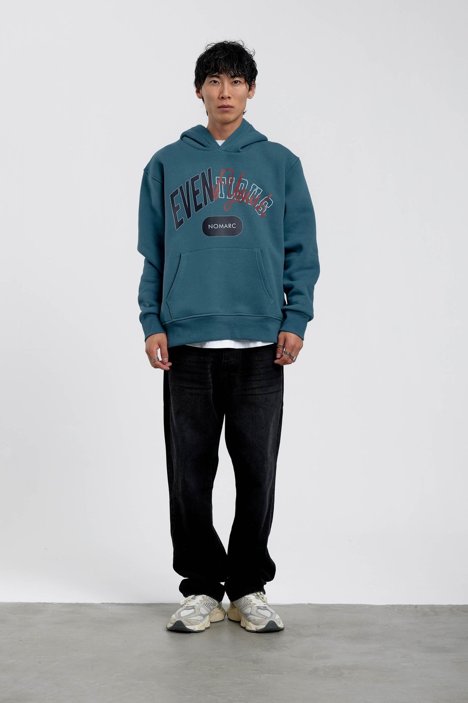 Mavi Eventious Yazılı Kapüşonlu Sweatshirt