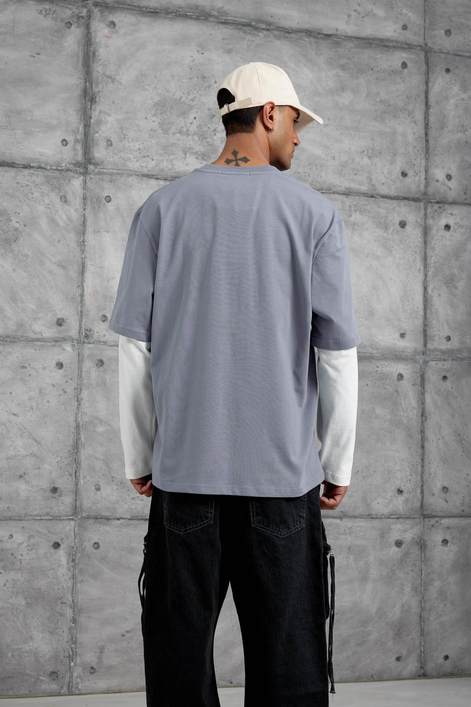 Mavi Goodvision Baskılı  Oversize Kolu Parçalı Tasarım Sweatshirt