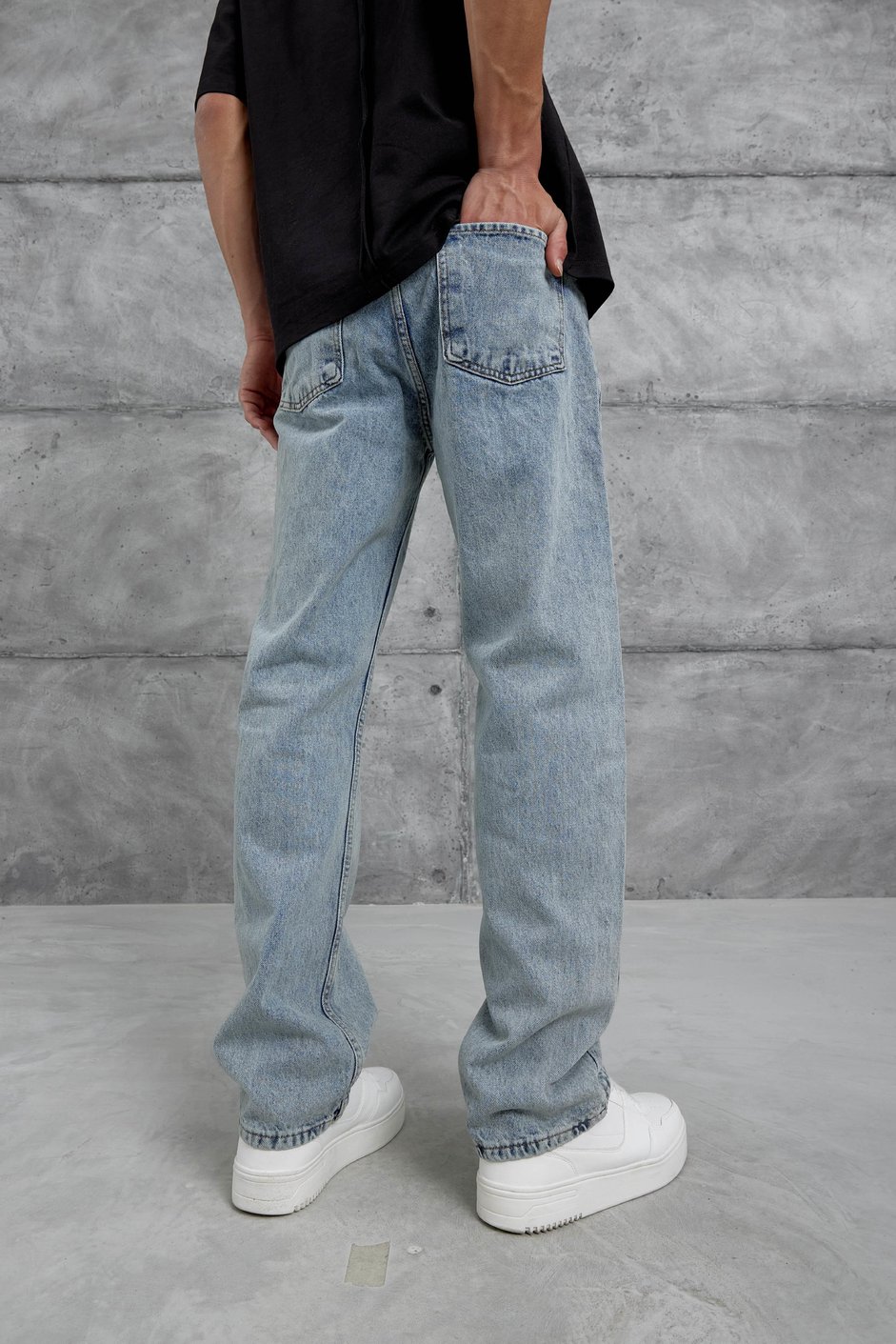 Mavi Mb Taşlamalı Baggy Jean