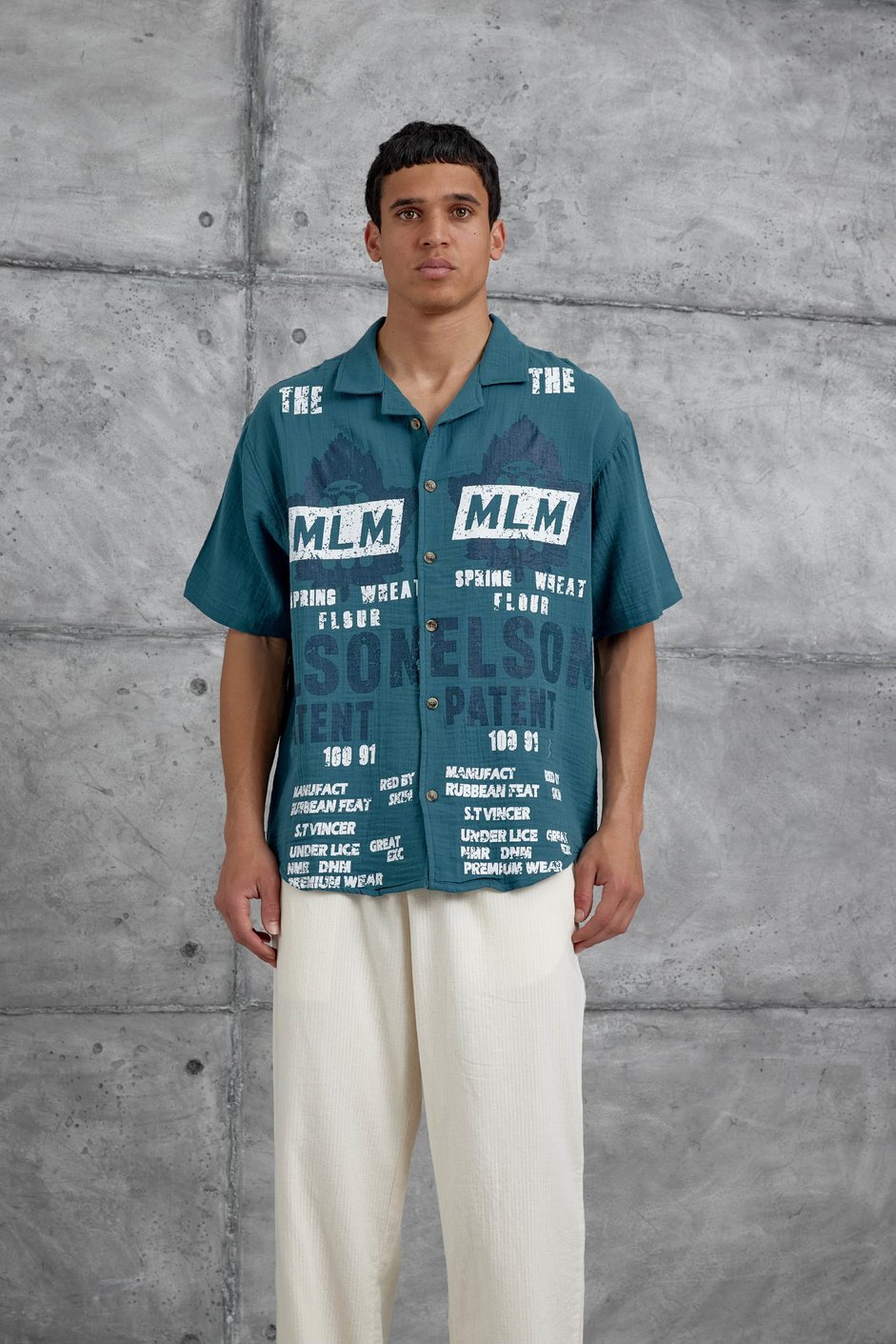 Mavi Mlm Elson Baskılı Oversize Gömlek
