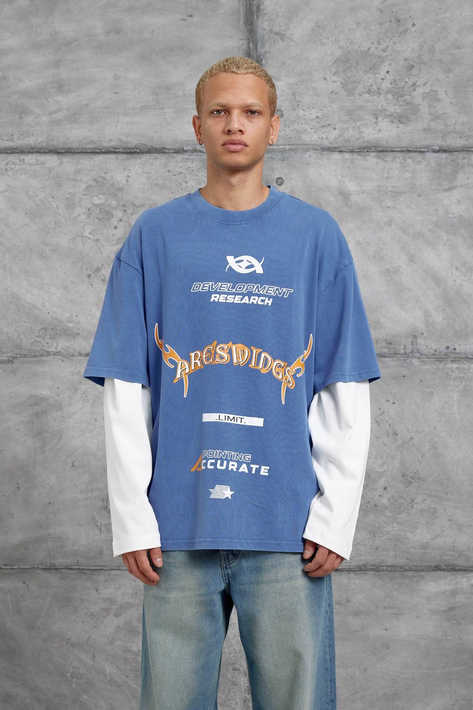 Mavi Nmrc Areswing Yazılı Oversize Parça Kollu Sweatshirt