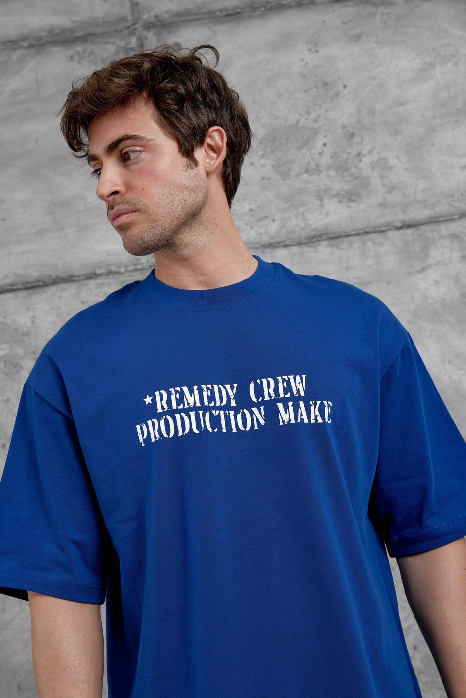 Mavi Remendy Crew Yazılı Oversize Tshirt